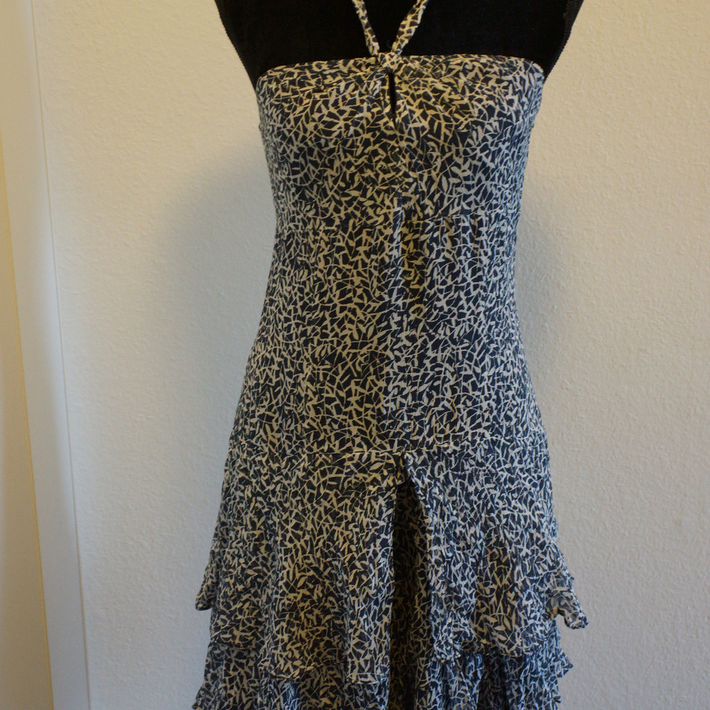 Ann taylor strappless halter top chiffon dress M